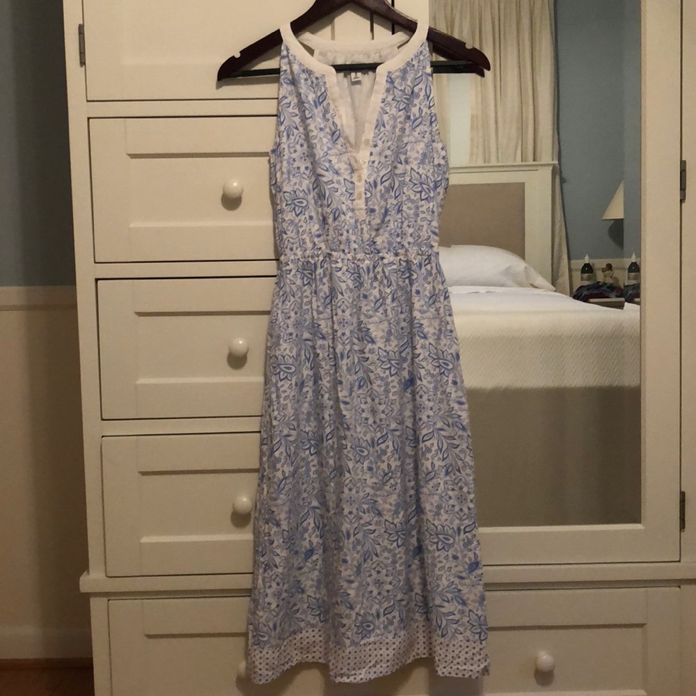Old Navy Cornflower Blue and White Halter Dress